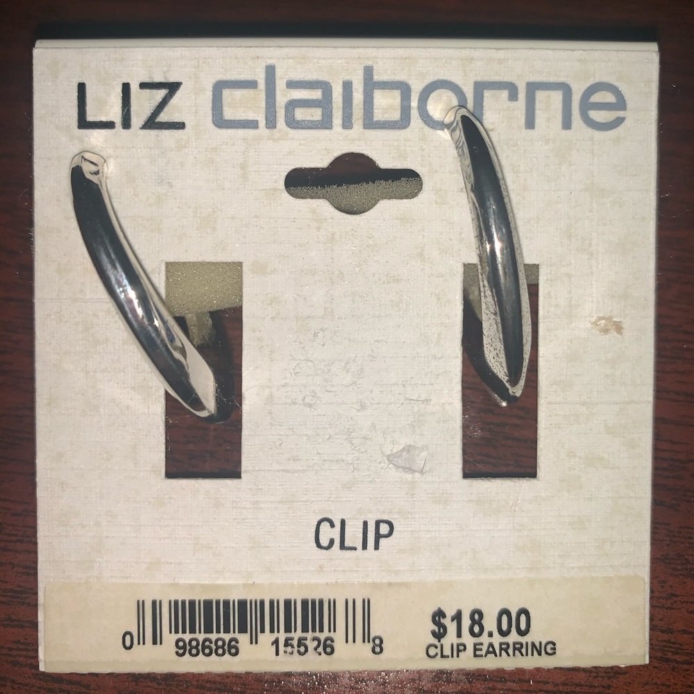 Liz Claiborne silver CLIP hoop Earrings